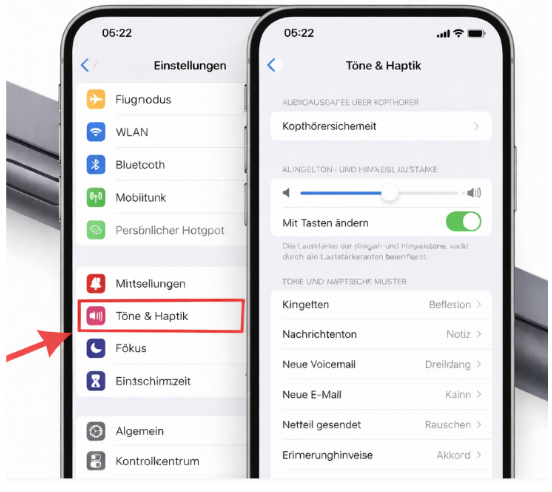Klingeltonlautstärke in den iPhone-Einstellungen anpassen
