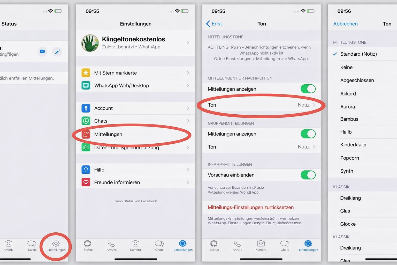 Benachrichtigungston für WhatsApp-Nachrichten ändern